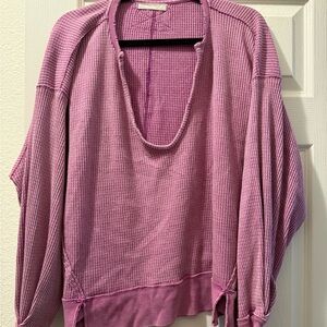 We the Free Pink Waffle Knit Top